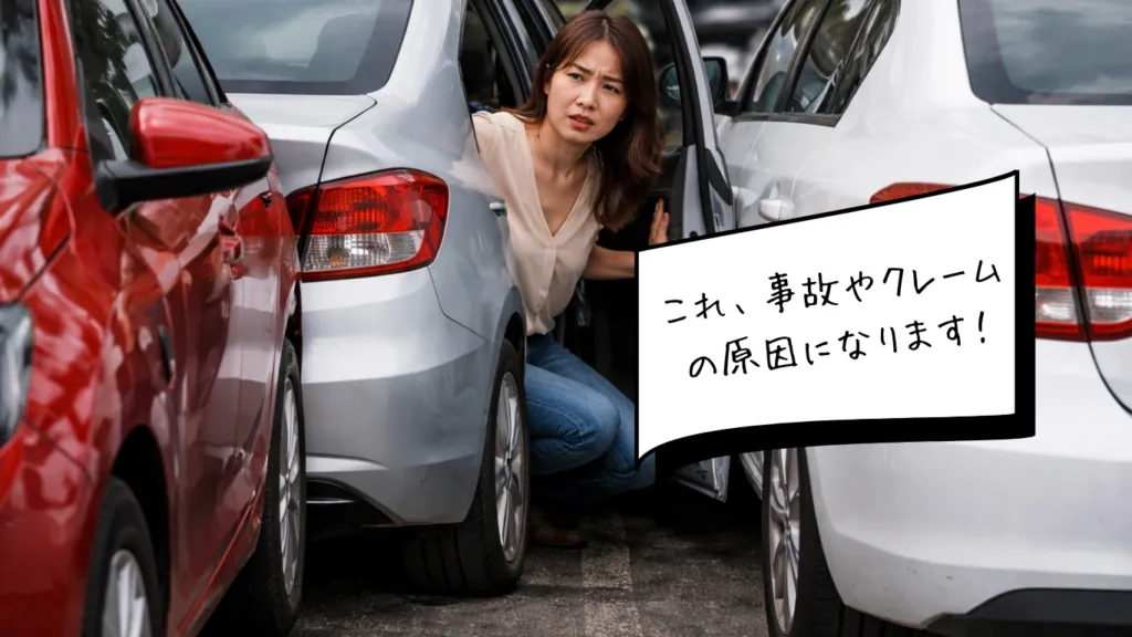 駐車場の白線が薄くなった様子