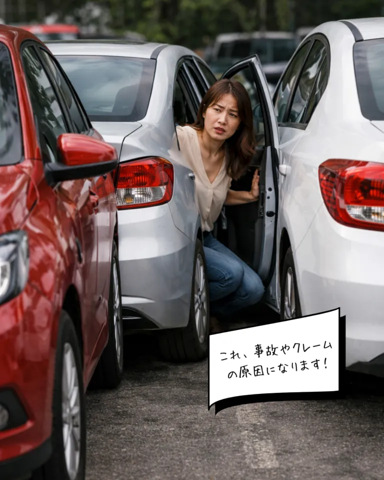 駐車場の白線が薄くなった様子